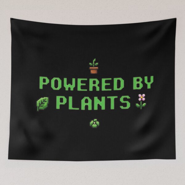 Item preview, Powered by Plants - Pixel Art Vegan Slogan designed and sold by Joyful-Park.