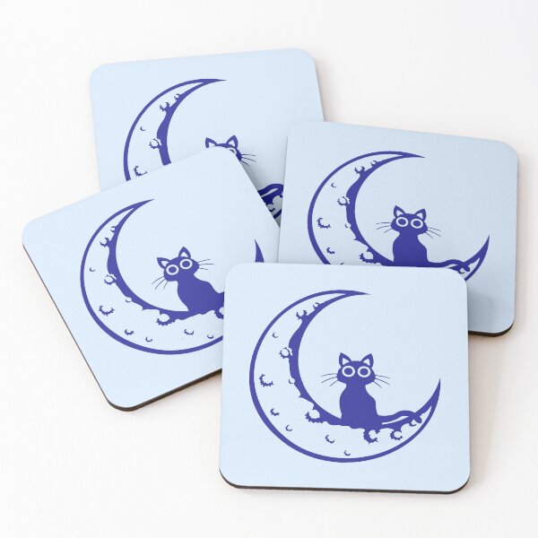 Item preview, Cat Half Crescent Moon Round Night Cute Sitting designed and sold by shirt-o-mat.