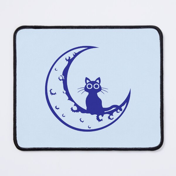 Item preview, Cat Half Crescent Moon Round Night Cute Sitting designed and sold by shirt-o-mat.