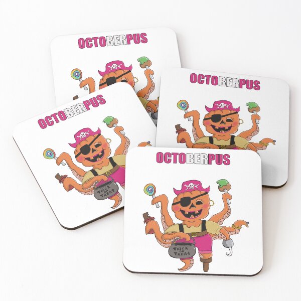 Item preview, Halloween Jack o lantern lady Octopus Pirate - pink and white text designed and sold by Micki Moxie.