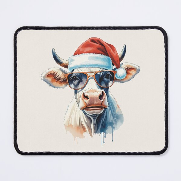 Item preview, Cool Christmas Cow – Santa Hat & Sunglasses Holiday Illustration designed and sold by Iras-Art-Corner.