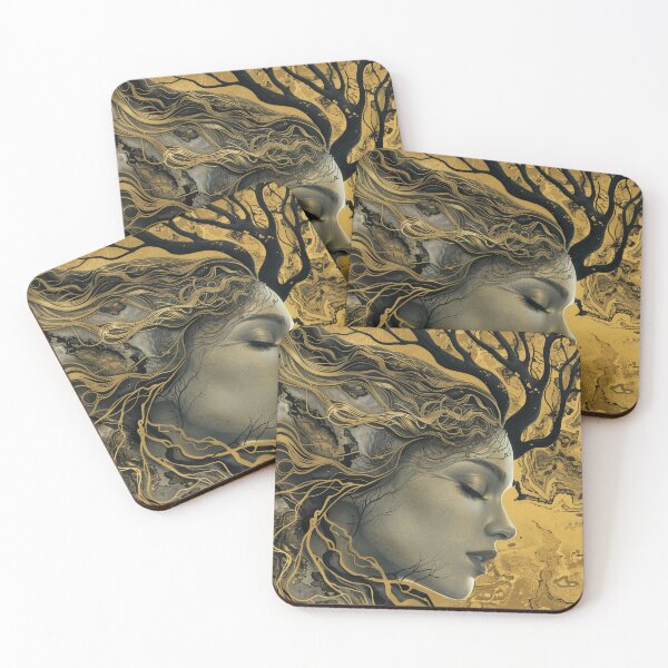 Item preview, Gaia Earth Goddess – Golden Divine Feminine Tree Art designed and sold by All Souls Dream.