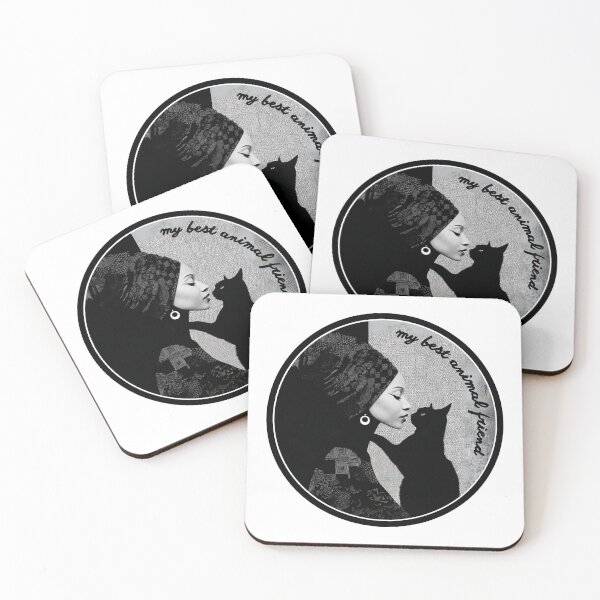 Item preview, Black and white, woman & cat, my best animal friend, cat friend, animal lover designed and sold by silent-violin.