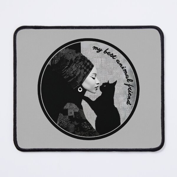 Item preview, Black and white, woman & cat, my best animal friend, cat friend, animal lover designed and sold by silent-violin.