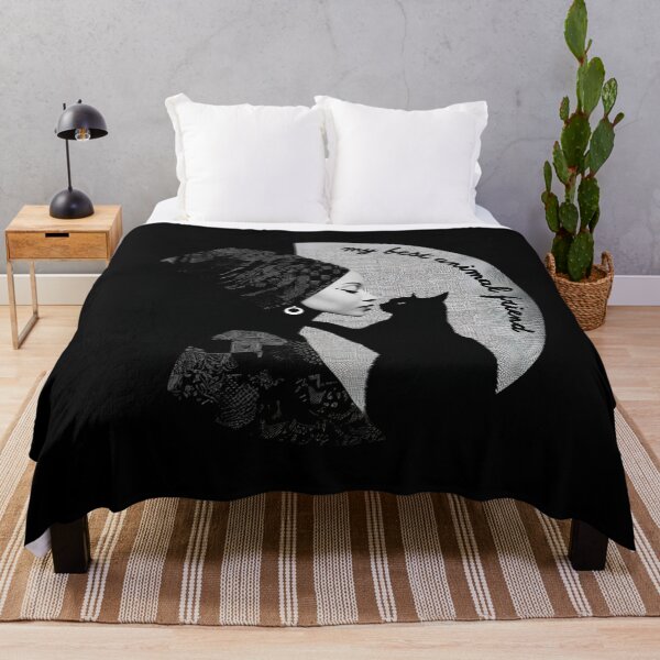 Item preview, Black and white, woman & cat, my best animal friend, cat friend, animal lover designed and sold by silent-violin.