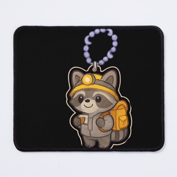 Item preview, Cute little raccoon explorer Kawaii keychain designed and sold by DamioPolArt.