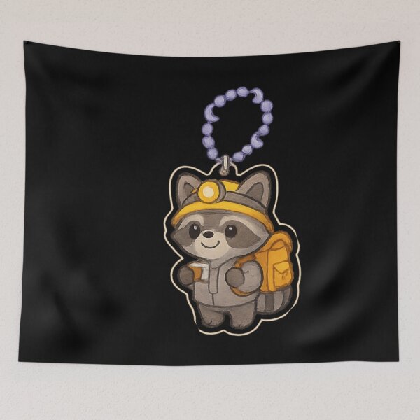 Item preview, Cute little raccoon explorer Kawaii keychain designed and sold by DamioPolArt.