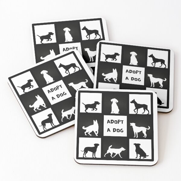 Item preview, Adopt a dog, black and white artwork, shapes of dogs, monochromatic poster designed and sold by silent-violin.