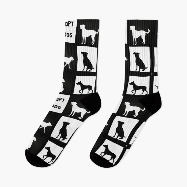 Item preview, Adopt a dog, black and white artwork, shapes of dogs, monochromatic poster designed and sold by silent-violin.