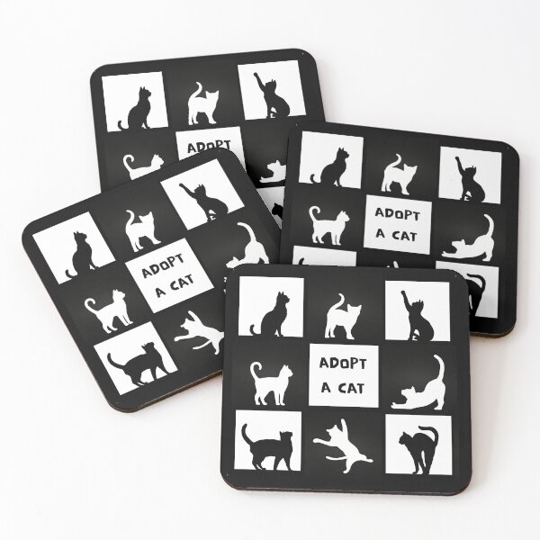Item preview, Adopt a cat, black and white cats, poster style, monochromatic artwork designed and sold by silent-violin.