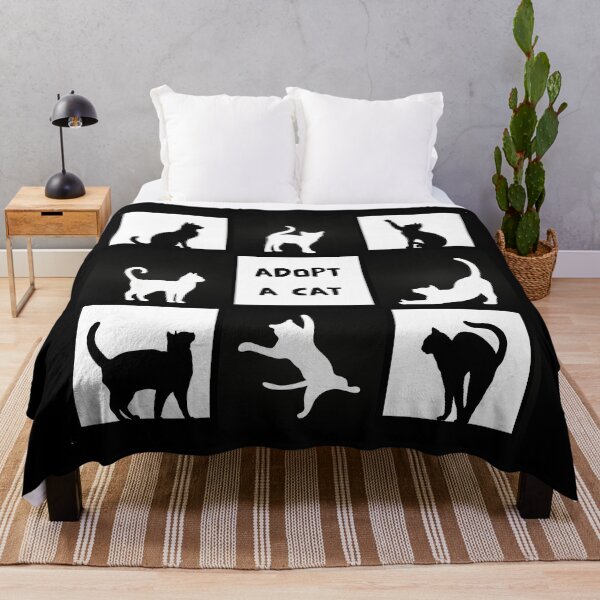 Item preview, Adopt a cat, black and white cats, poster style, monochromatic artwork designed and sold by silent-violin.