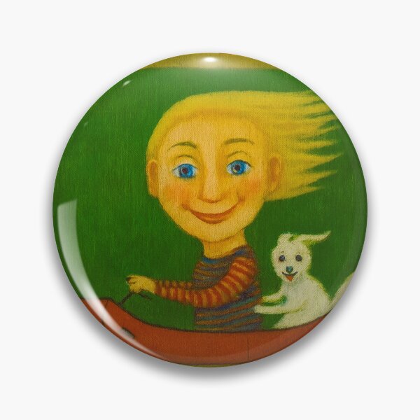 Item preview, Child and dog in red car designed and sold by MaPerle.