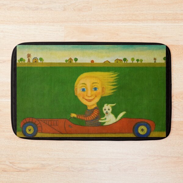 Item preview, Child and dog in red car designed and sold by MaPerle.