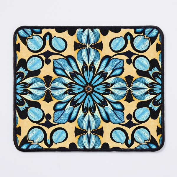 Item preview, Golden Light – Dense Light Blue Floral Tile Pattern designed and sold by EmeraldeaArt.