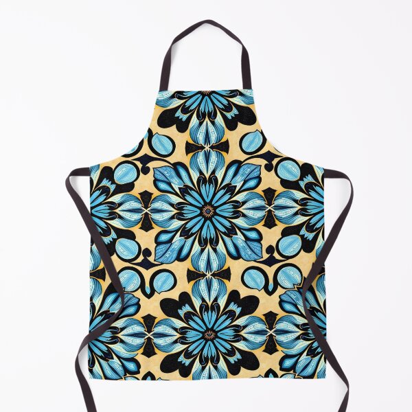 Item preview, Golden Light – Dense Light Blue Floral Tile Pattern designed and sold by EmeraldeaArt.
