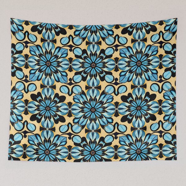 Item preview, Golden Light – Dense Light Blue Floral Tile Pattern designed and sold by EmeraldeaArt.