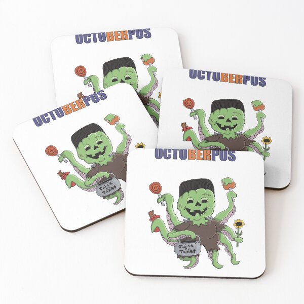 Item preview, Halloween Jack o lantern Octopus Frankenstein - orange and purple text designed and sold by Micki Moxie.