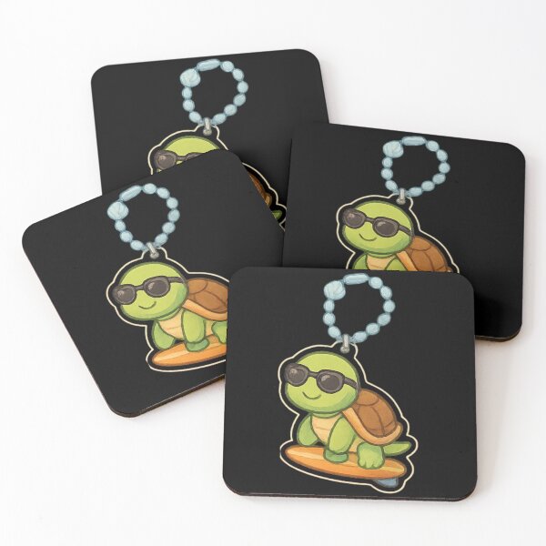 Item preview, Cute surfing kawaii turtle Kawaii keychain designed and sold by DamioPolArt.