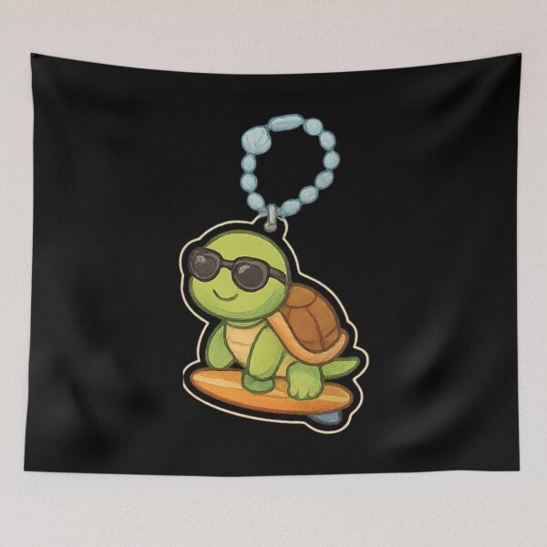 Item preview, Cute surfing kawaii turtle Kawaii keychain designed and sold by DamioPolArt.
