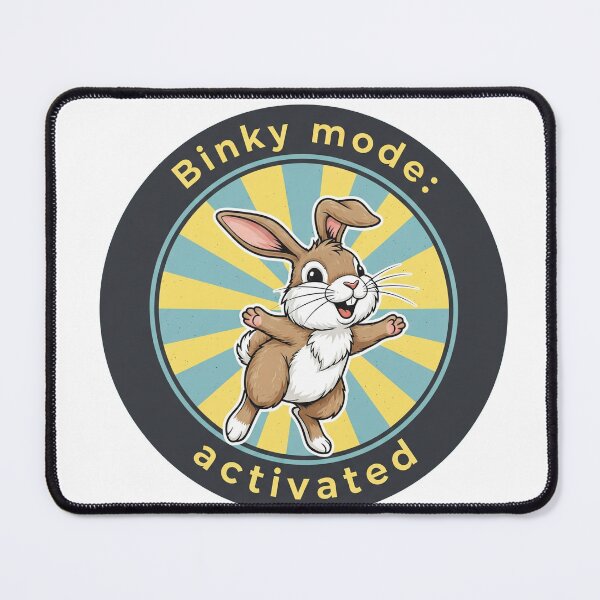 Item preview, Binky Mode Activated Happy Jumping Rabbit designed and sold by Owcomm.