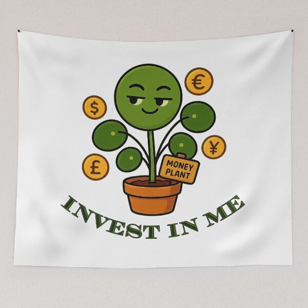 Item preview, Chinese Money Plant – Invest in Me - Funny Plant Character designed and sold by EdgyEdgeArt.