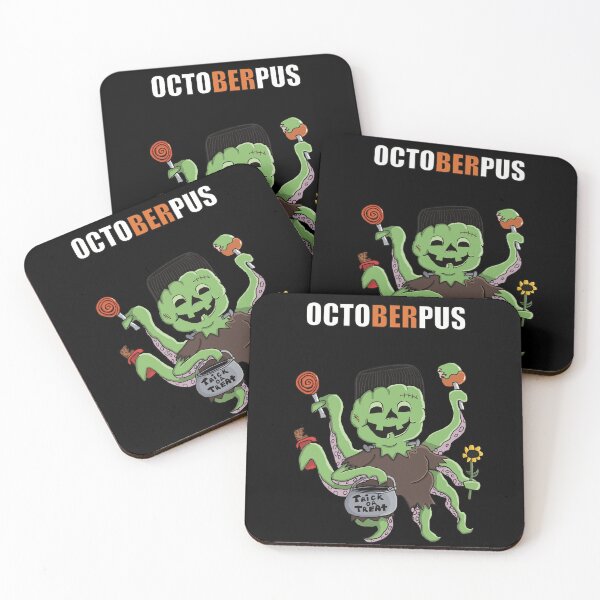 Item preview, Halloween Jack o lantern Octopus Frankenstein - orange and white text - black designed and sold by Micki Moxie.
