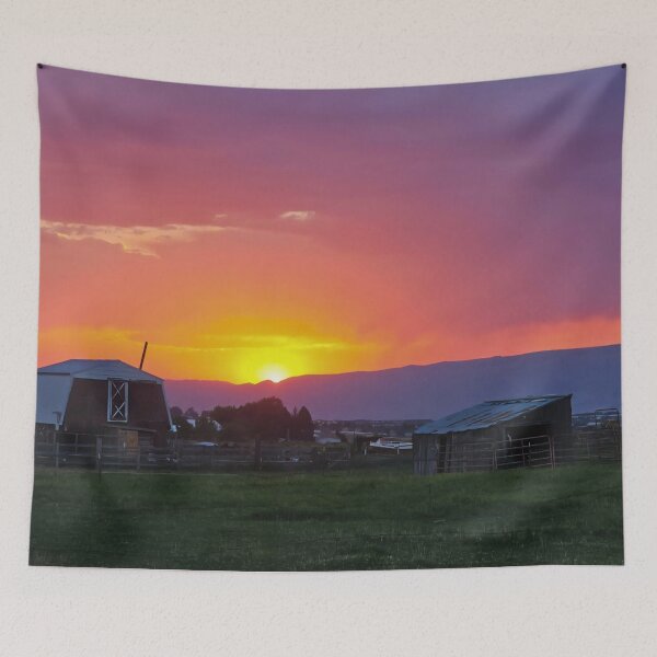 Item preview, Red Barn Beneath Idaho Sunset of Gold and Purple designed and sold by s-n-s-designs.