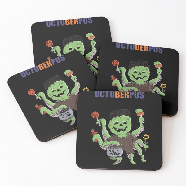 Item preview, Halloween Jack o lantern Octopus Frankenstein - orange and purple text - black designed and sold by Micki Moxie.