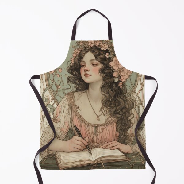 Item preview, Letters to Self – Art Nouveau Journal Cover with Vintage Key & Floral Muse designed and sold by Neonyx2020.