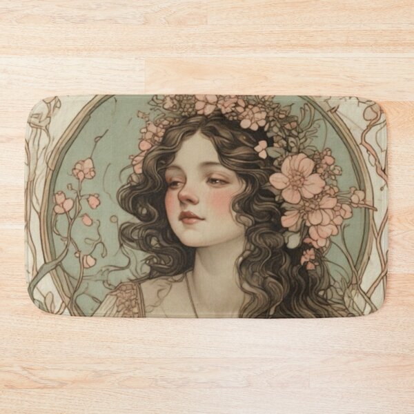 Item preview, Letters to Self – Art Nouveau Journal Cover with Vintage Key & Floral Muse designed and sold by Neonyx2020.