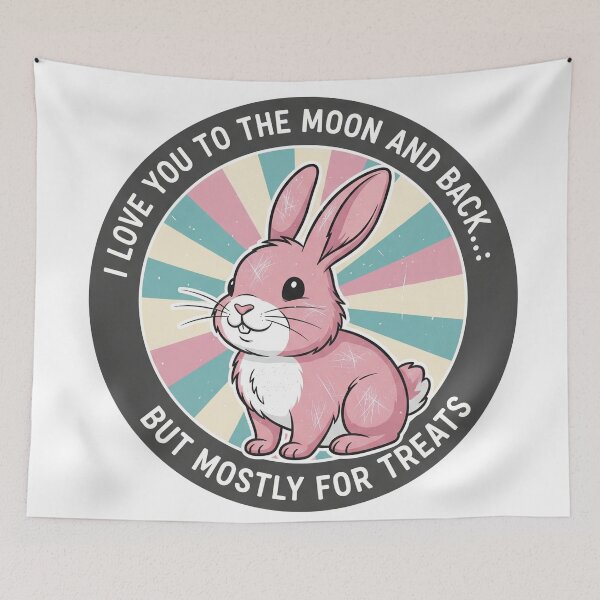 Item preview, I Love You To The Moon And Back But Mostly For Treats Pink Rabbit designed and sold by Owcomm.