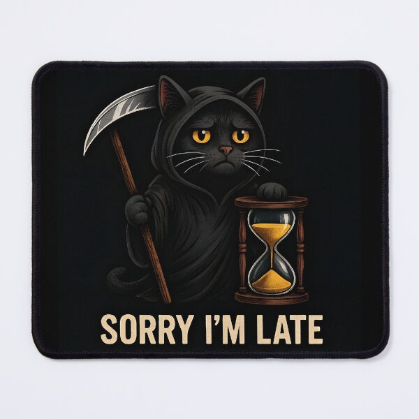 Item preview, Grumpy Grim Reaper Cat Meme designed and sold by Amr Siam.