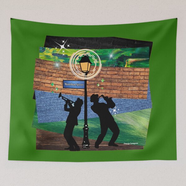 Item preview, Green Collage of Bourbon Street Musician Duo designed and sold by artbyomega.