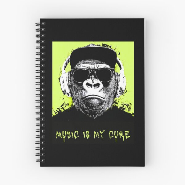 Item preview, The gorilla with headphones, music is my cure, vivid graphics designed and sold by silent-violin.