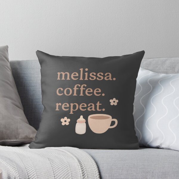 Item preview, melissa. coffee. repeat. - Funny Parenting Quote in Soft Aesthetic Style designed and sold by Mum2Under2Much.