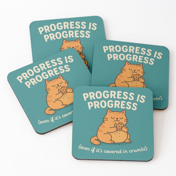 Item preview, Progress is Progress – Fat Cat with Cookie (Even If It’s Covered in Crumbs) designed and sold by Studio Reverie.