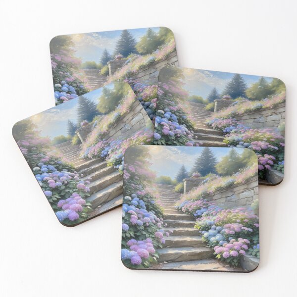 Item preview, Hydrangea Garden Pathway – Dreamy Floral Staircase designed and sold by ColorMotionArt.