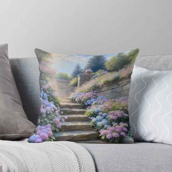 Item preview, Hydrangea Garden Pathway – Dreamy Floral Staircase designed and sold by ColorMotionArt.