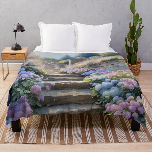 Item preview, Hydrangea Garden Pathway – Dreamy Floral Staircase designed and sold by ColorMotionArt.