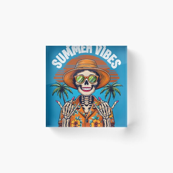 Item preview, Summer Vibes Skeleton – Retro Tropical Skull Girl Design designed and sold by Ladidia.