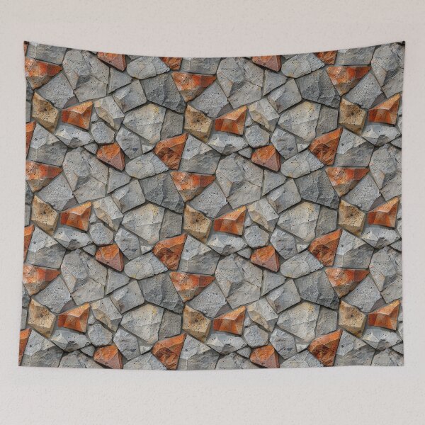 Item preview, Rough Cut Stone Wall with Terracotta Accents designed and sold by NTGUILTY.
