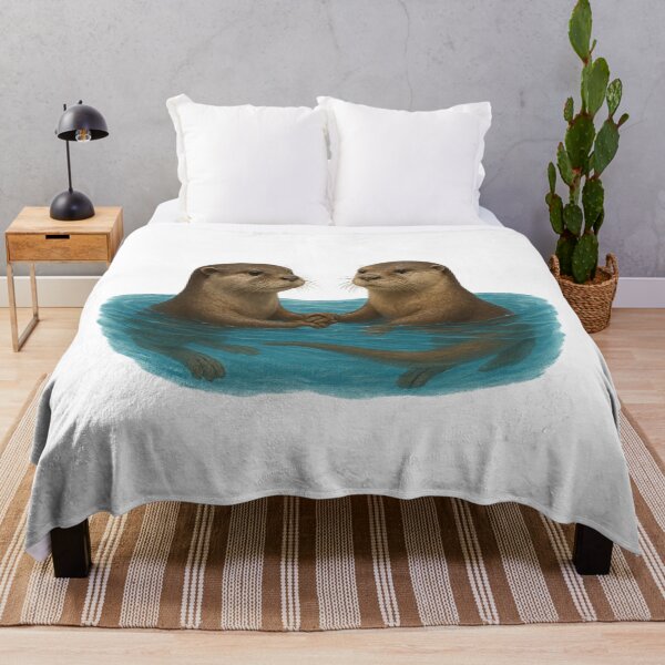 Item preview, Realistic Digital Drawing - Otters Swimming and Holding Hands designed and sold by visualvibesss.