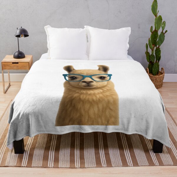 Item preview, Realistic Llama in Blue Glasses Drawing designed and sold by visualvibesss.