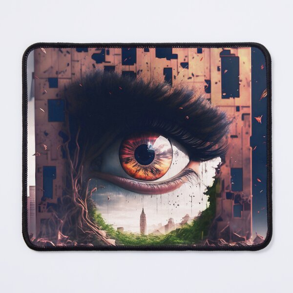 Item preview, Abstract Eye of Utopia – Surreal Vision in a Collapsing World designed and sold by EmeraldeaArt.