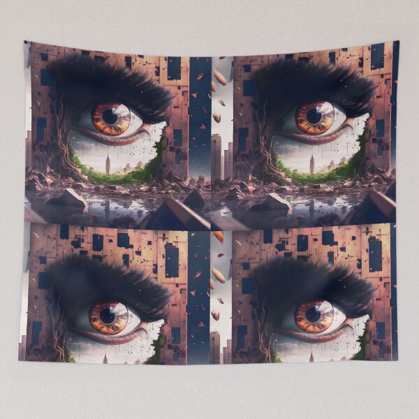 Item preview, Abstract Eye of Utopia – Surreal Vision in a Collapsing World designed and sold by EmeraldeaArt.
