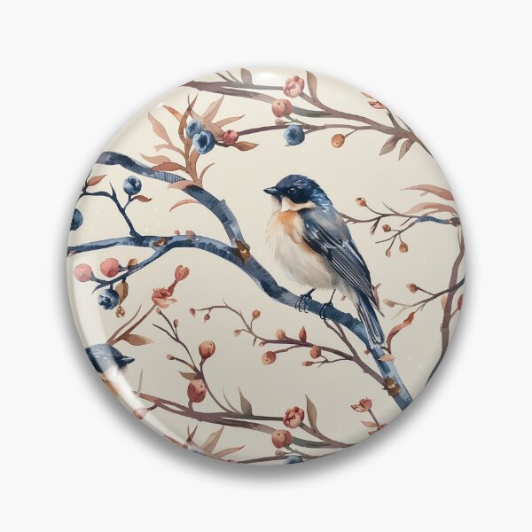 Item preview, Watercolor Birds on Branches with Blue Berries designed and sold by NTGUILTY.