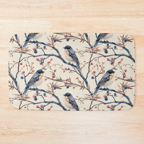 Item preview, Watercolor Birds on Branches with Blue Berries designed and sold by NTGUILTY.
