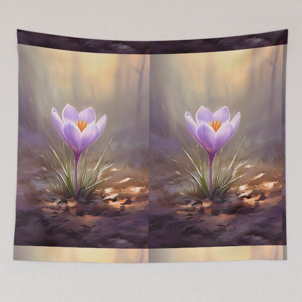 Item preview, First Light – Single Crocus in Spring Sunlight designed and sold by EmeraldeaArt.