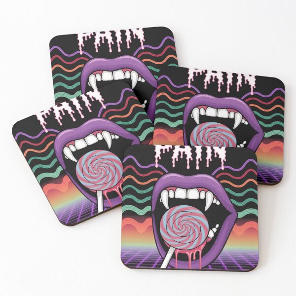Item preview, Sweet Pain: Trippy Vampire Mouth Biting Neon Lollipop designed and sold by AV.