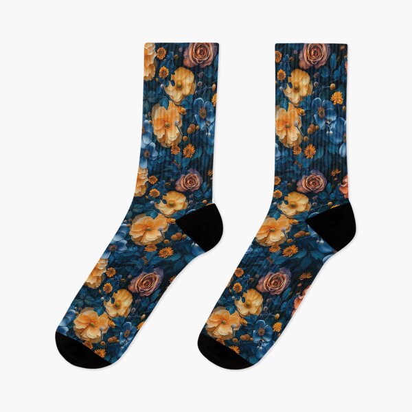 Item preview, Warm Floral Arrangement with Orange and Blue Blooms designed and sold by NTGUILTY.